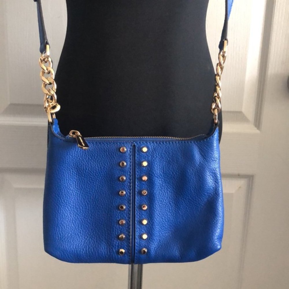Michael Kors STUD ASTOR LEATHER CROSSBODY Royal Blue - Picture 2 of 14